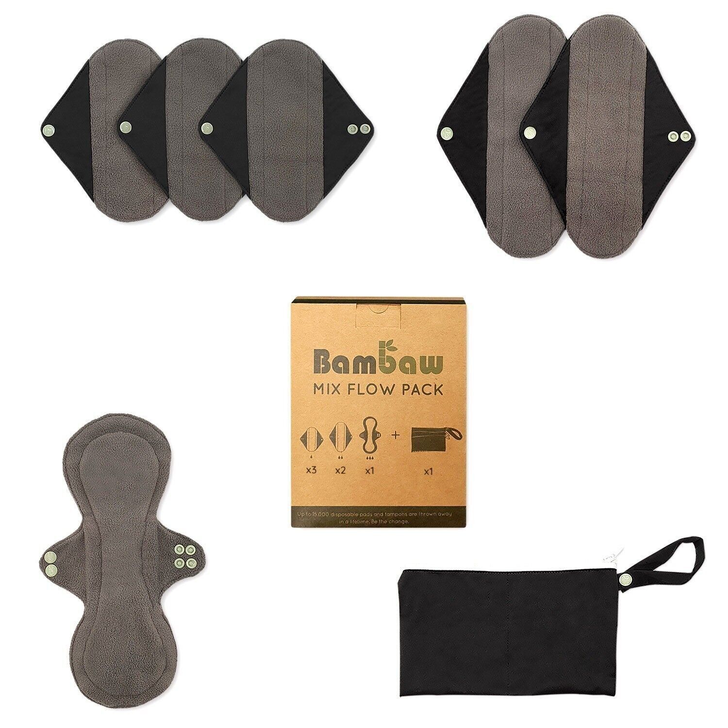 Set of 6 pads + pouch | Mixed flows