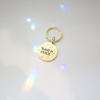 Gold stainless steel key ring - KIND IS COOL