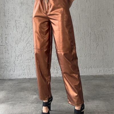 BRONZE metallic effect jogging pants - ROUEN