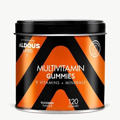 Multivitamines dans les bonbons gélifiés Aldous Labs | 120 gummies saveur naturelle de mûre