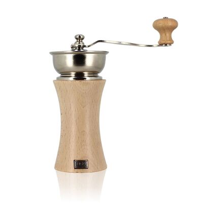 Beech wood hand crank coffee grinder