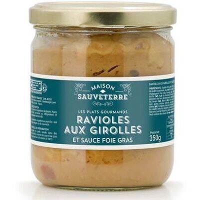 Ravioli con finferli e salsa di foie gras