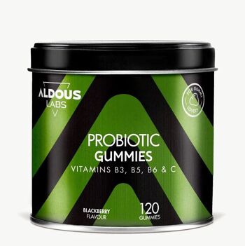 Probiotiques avec vitamines dans les bonbons gélifiés Aldous Labs | 120 gummies saveur naturelle de mûre 1