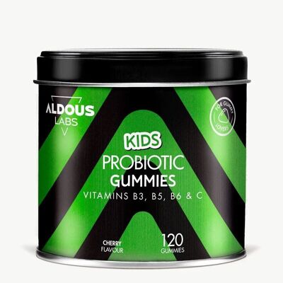 Probióticos con Vitaminas para niños en gominolas Aldous Labs | 120 gummies sabor natural a cereza