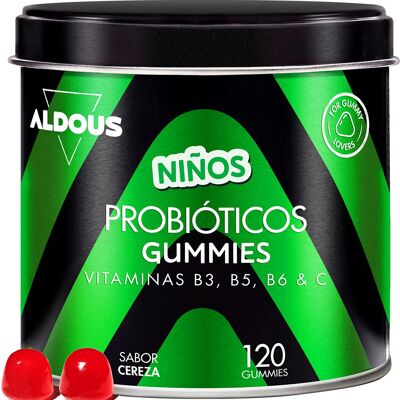 Probióticos con Vitaminas para niños en gominolas Aldous | 120 gummies sabor natural a cereza