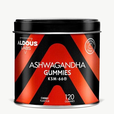 Ashwagandha dans les bonbons gélifiés Aldous Labs | 120 gummies saveur naturelle de cerise