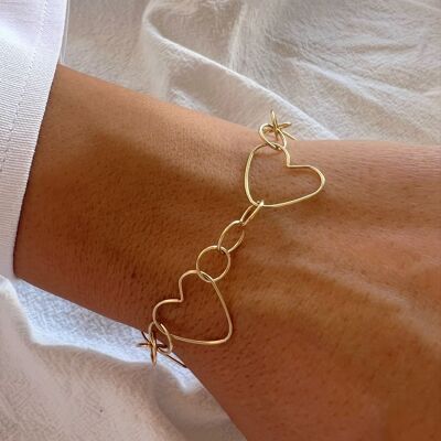Gold Heart Bracelet, Minimal Bracelet, Gold Bracelet, Heart Charm, Love Bracelet, Made from 24k Gold Plated Sterling SIlver 925, in Greece