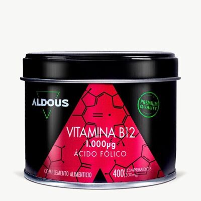 Vitamin B12 mit Folsäure Aldous Labs | 400 Tabletten