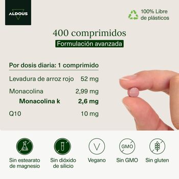 Levure de riz rouge avec coenzyme Q10 Aldous Labs | 400 comprimés 3
