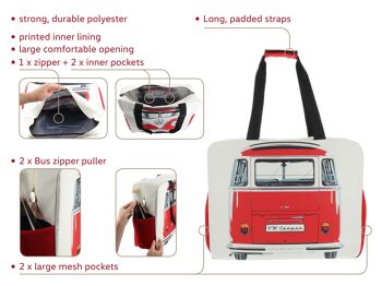 VW Combi SAC DE PLAGE, DE VOYAGE, DE WEEK-END, DE TRAINING ET DE YOGA - ROUGE 5