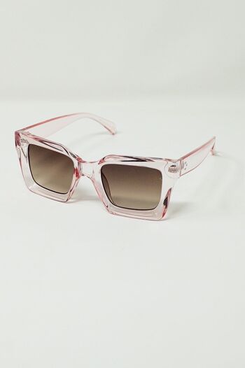 Lunettes de soleil carrées années 90 en rose 3