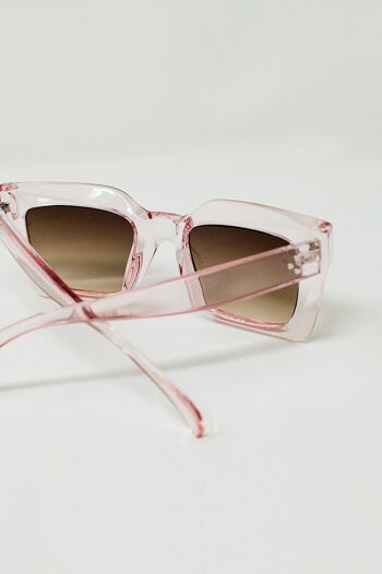 Lunettes de soleil carrées années 90 en rose 5