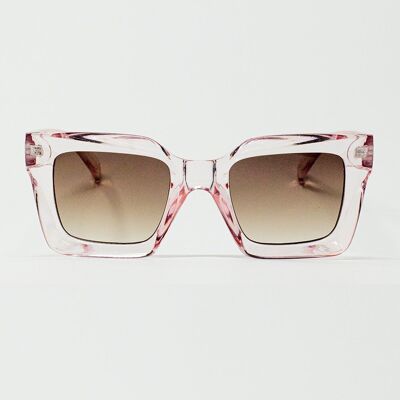 Lunettes de soleil carrées années 90 en rose