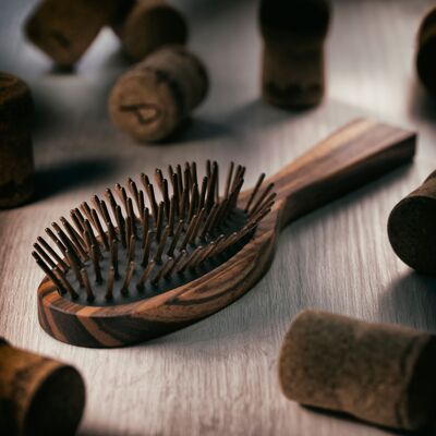 Cepillo de pelo de bolsillo neumático de madera de zebrano