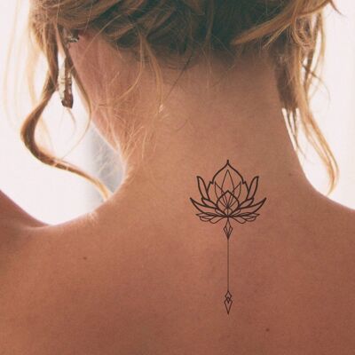 Geometric lotus temporary tattoo