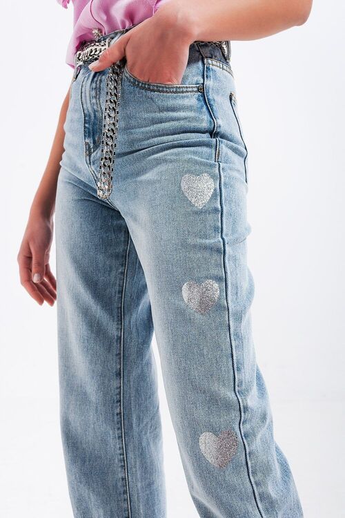 90s jean in heart print