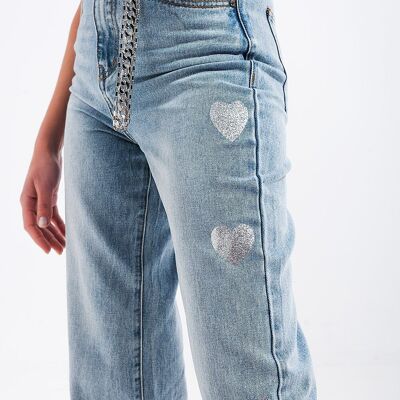 90er-Jeans mit Herzprint