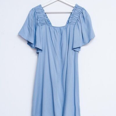Angel sleeve mini dress in baby blue