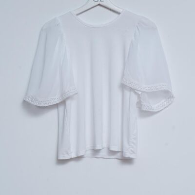 Angel sleeve tea blouse in white