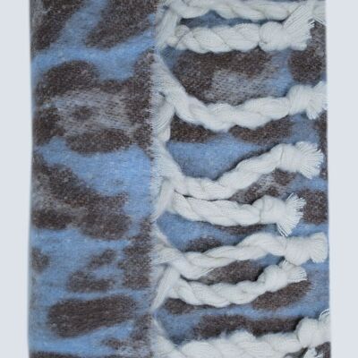 Animal Print Chunky Scarf in Blue and Gray