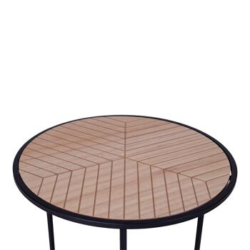 Table d'appoint Bergamo - Table d'appoint ronde noire avec plateau en placage Paulownia 4