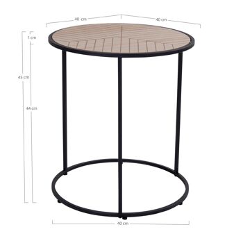 Table d'appoint Bergamo - Table d'appoint ronde noire avec plateau en placage Paulownia 5