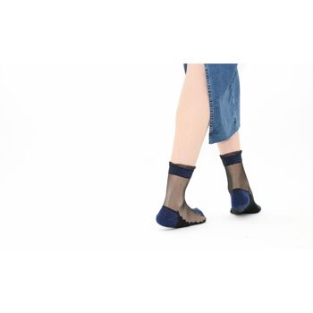 Shine bleu - La chaussette en voile résistant  et en Lurex - Parfait pour Fête des Mères 2024 2