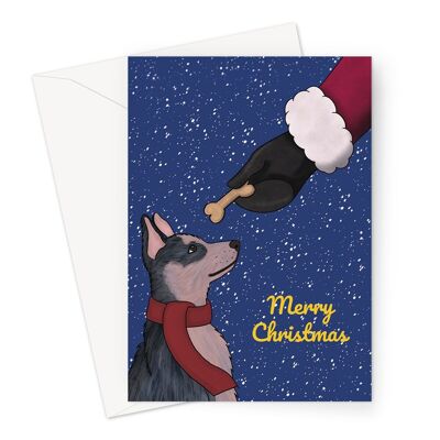 Cartolina di Natale con cane Heeler blu | Biglietto di Natale per il proprietario del cane