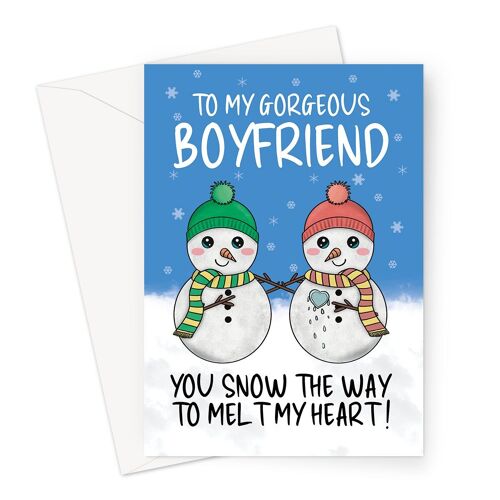 Boyfriend Christmas A6 or 7x5" Card | Funny Snowman Joke