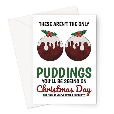 Carte de Noël effrontée pour un homme | Puddings De Noël Seins