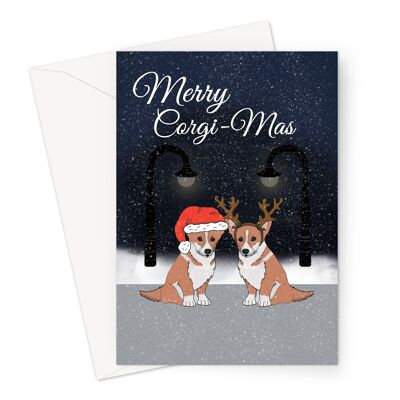 Corgi-Hund-Weihnachtskarte | Niedliche Weihnachtskarte für Hundebesitzer