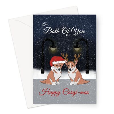 Cartolina di Natale del cane Corgi | Cartolina di Natale per entrambi