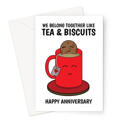 Carte d’anniversaire mignonne | Nous appartenons ensemble Thé et biscuits