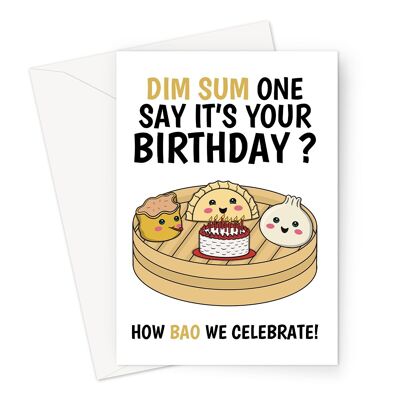 Cute Birthday Card | Bao Bun & Dim Sum Dumplings Pun