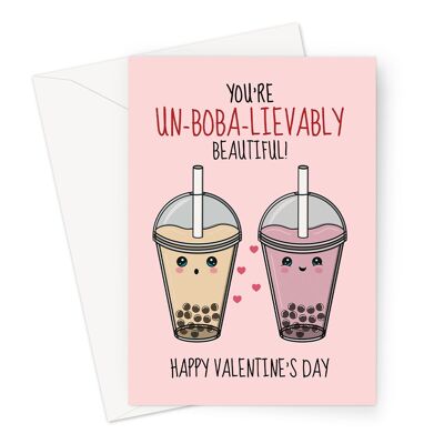 Cute Boba Bubble Tea Valentine's Day | A6 or 7x5" Card