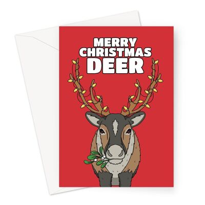 Divertente cartolina di Natale con renne | Buon Natale Cervo
