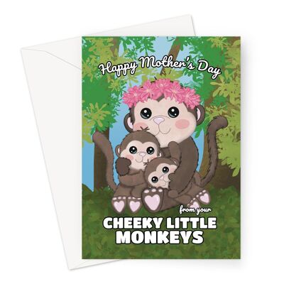 Linda tarjeta para el día de la madre de Cheeky Monkeys | Tarjeta A6 o 7x5