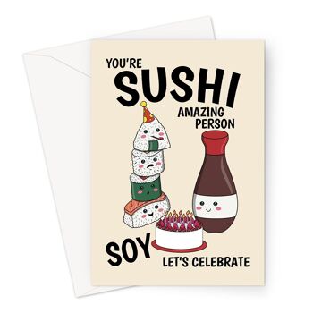 Carte d’anniversaire mignonne de sushi | Nourriture Kawaii 1