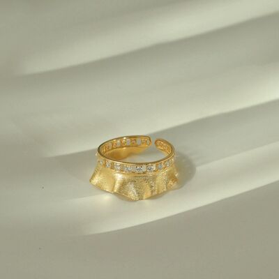 Einzigartiger Rock-Design-Ring – Gold Vermeil und Sterling Silber – verstellbar