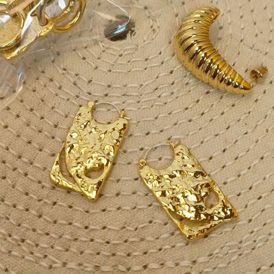 Einzigartiges Design, goldene Brett-Ohrringe
