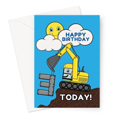 Digger Birthday Card Age 3 | 3rd Birthday | For Boy Or Girl