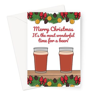 Lustige Bier-Weihnachtskarte im A6- oder 7x5-Zoll-Format