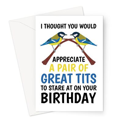 Funny Birthday Card For A Male | Great Tits Bird Boob Joke