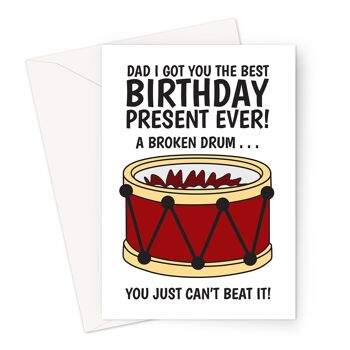 Carte d'anniversaire drôle pour papa | Blague de papa tambour cassé | Musique 1