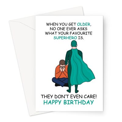 Tarjeta de cumpleaños divertida | Broma de superhéroe favorita | Para adultos