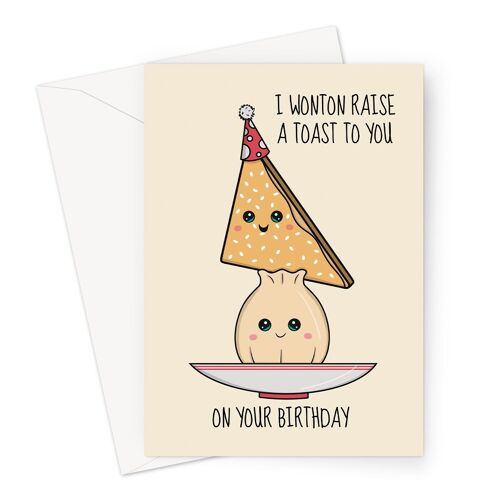 Funny Birthday Card | Wonton & Prawn Toast A6 or 7x5" Card
