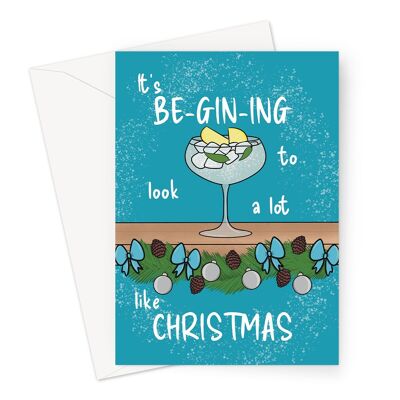 Lustige Gin-Weihnachtskarte im A6- oder 7x5-Zoll-Format
