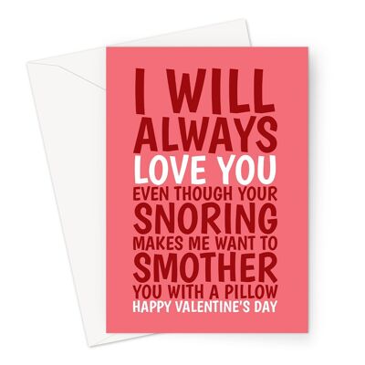 Divertida tarjeta de San Valentín para una pareja que ronca molesta