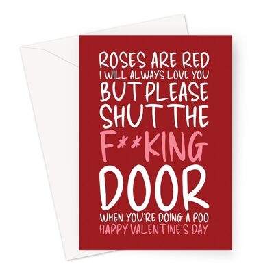 Tarjeta de San Valentín divertida | Las rosas son humor rojo del baño