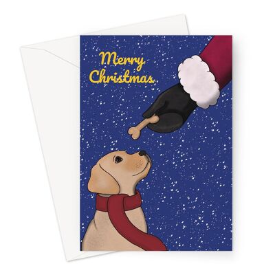Tarjeta de Navidad dorada del perro Labrador | Tarjeta para dueño de perro